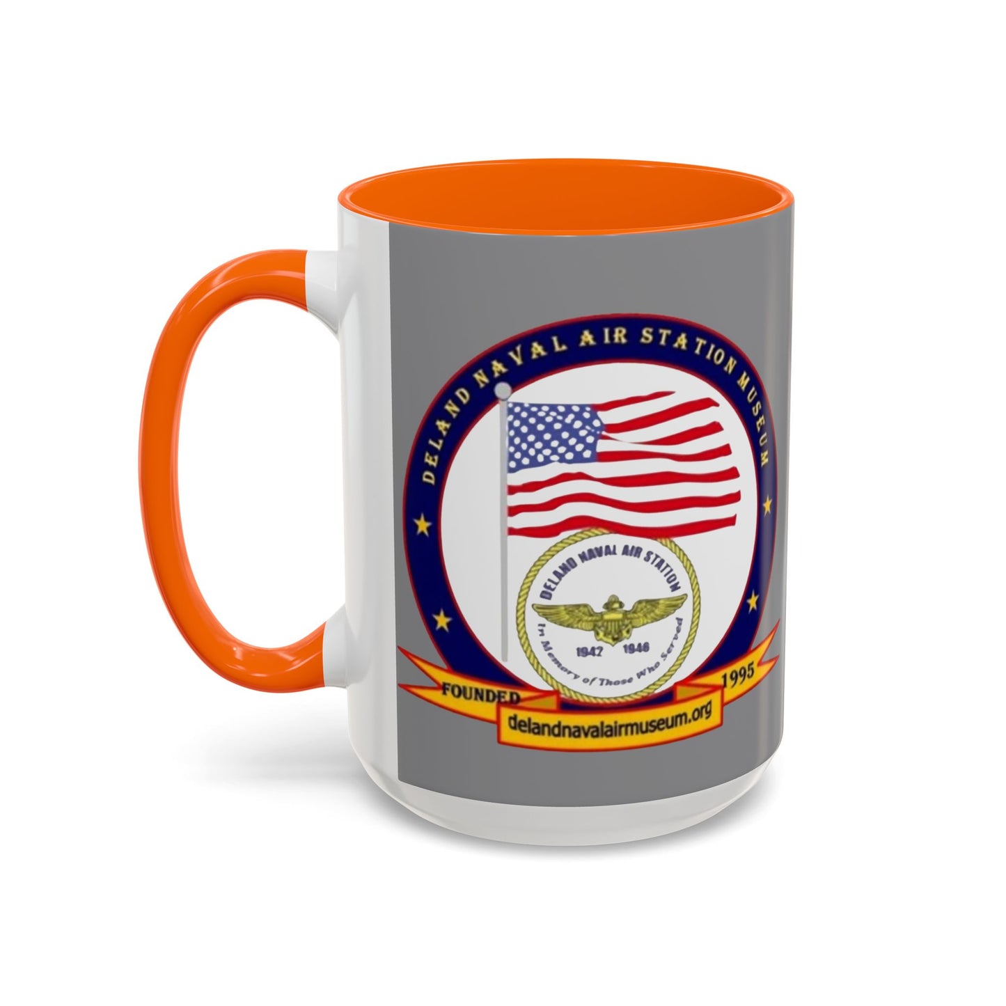 DeLand Naval Air Station Museum Grey Accent Mug by theGreenDragonTavern.shop