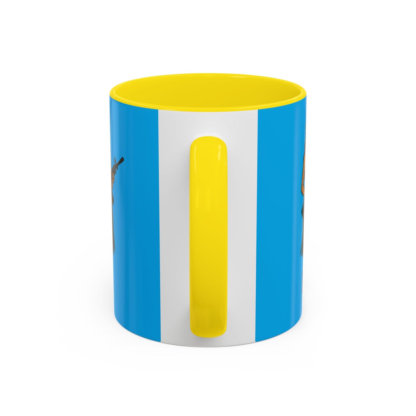 Hula Girl Packin' Heat Light Blue Accent Mug by theGreenDragonTavern.shop