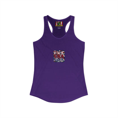 2-sided, RED White and Blue USA Patriot Women's Racerback Tank Top by theGreenDragonTavern.shop
