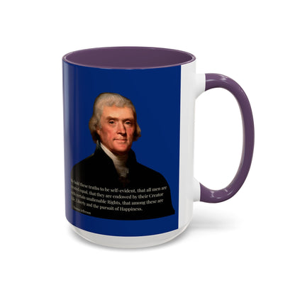 We hold these truths to be self-evident Dark Blue Accent Mug by theGreenDragonTavern.shop