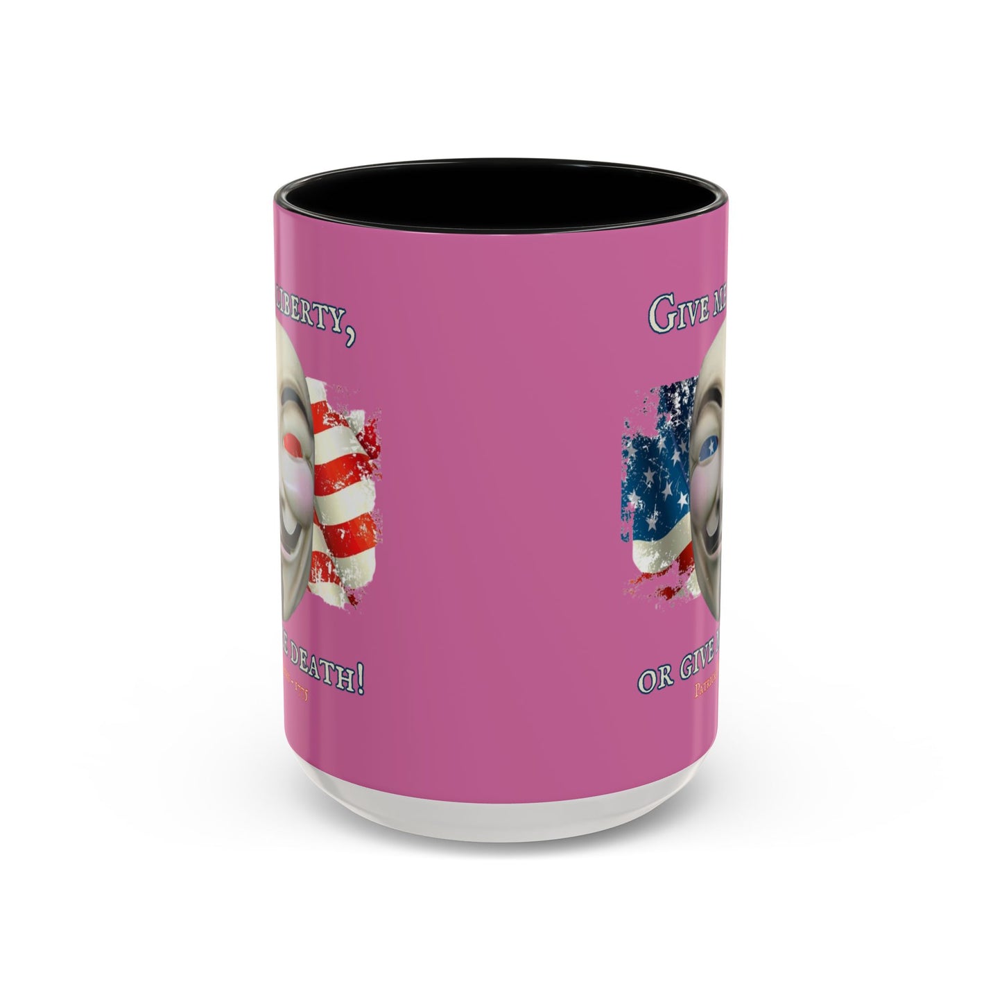 Vendetta, "Give me liberty, or give me death!" Pink Accent Mug by theGreenDragonTavern.shop