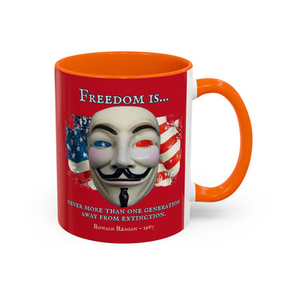 Ronald Reagan Freedom Vendetta Red Accent Mug by theGreenDragonTavern.shop