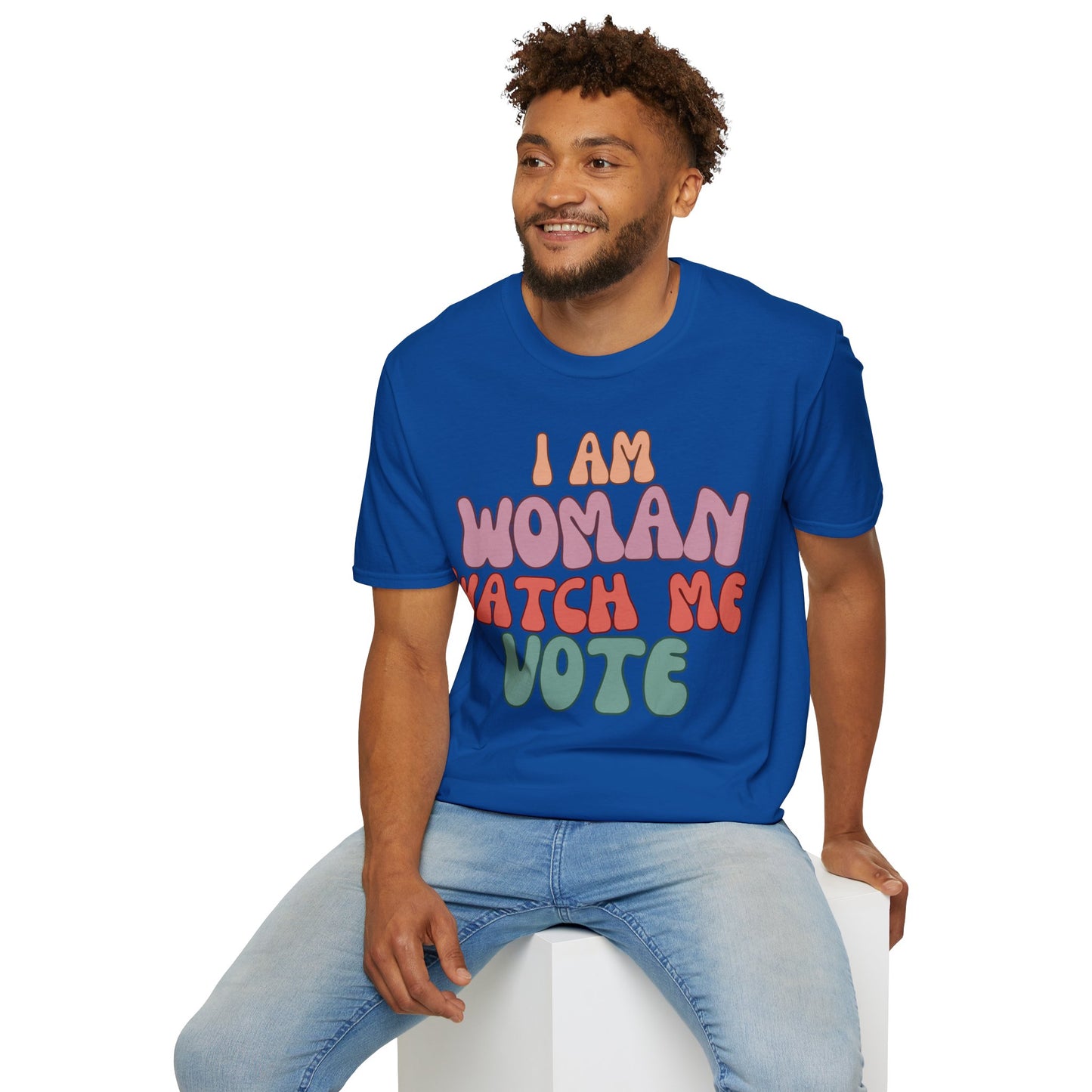 2-sided, I Am Woman Watch Me Vote Dark colors Unisex T-Shirt by theGreenDragonTavern.shop