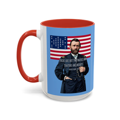 "Traitors and Patriots" Ulysses Grant Light Blue Accent Mug by theGreenDragonTavern.shop