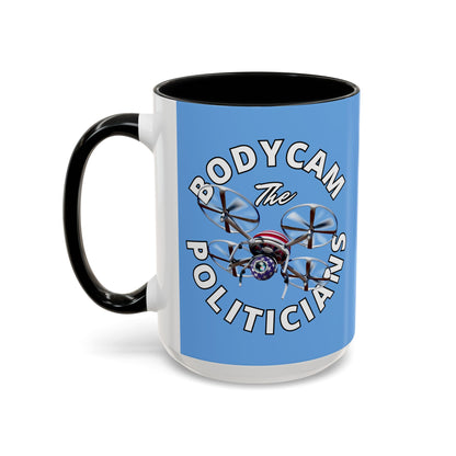 Bodycam the Politicians Drone Light Blue Accent Mug by theGreenDragonTavern.shop