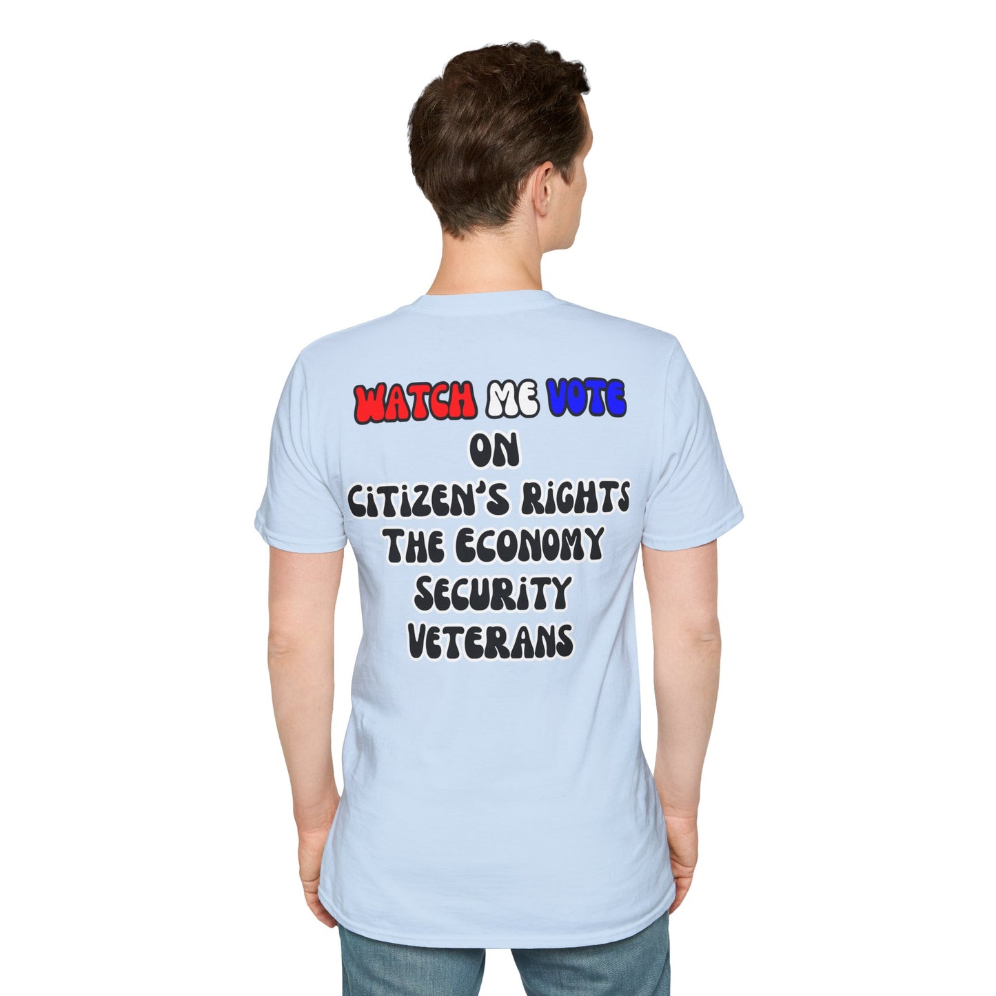 2-sided, I Am Woman Watch Me Vote Light colors Unisex T-Shirt by theGreenDragonTavern.shop