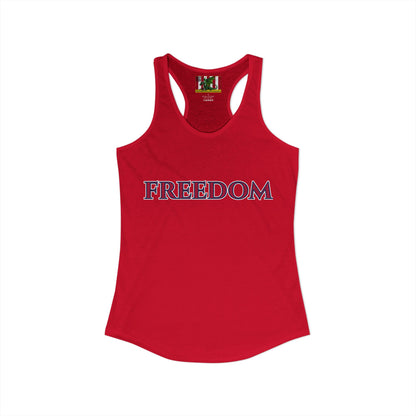 Freedom, Red font Woman's Racerback Tank Top by theGreenDragonTavern.shop