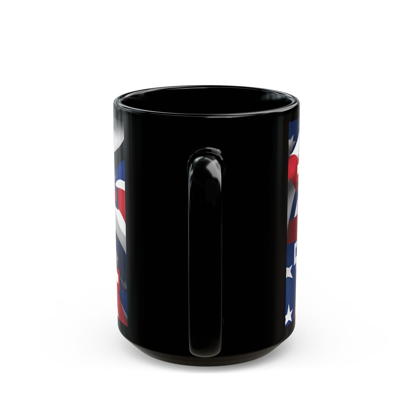 USA! USA! USA White font Patriot Black Mug by theGreenDragonTavern.shop