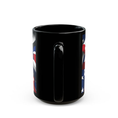 USA! USA! USA White font Patriot Black Mug by theGreenDragonTavern.shop