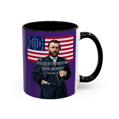 "Traitors and Patriots" Ulysses Grant Dark Purple Accent Mug by theGreenDragonTavern.shop