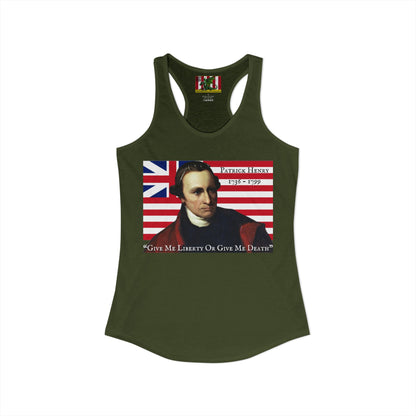 Patrick Henry Women's Racerback Tank Top by theGreenDragonTavern.shop