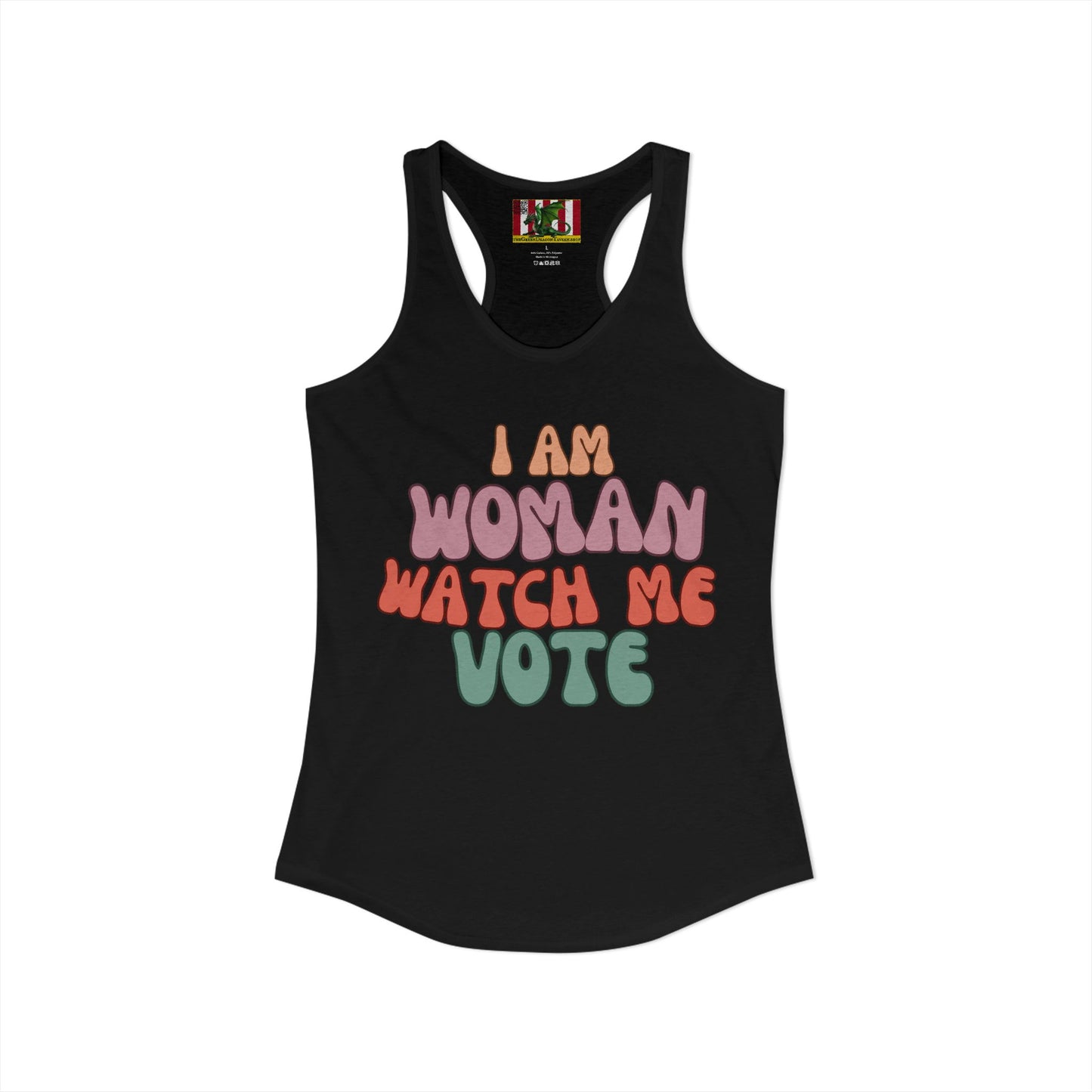 I Am Woman Watch Me Vote Women's Racerback Tank Top by theGreenDragonTavern.shop