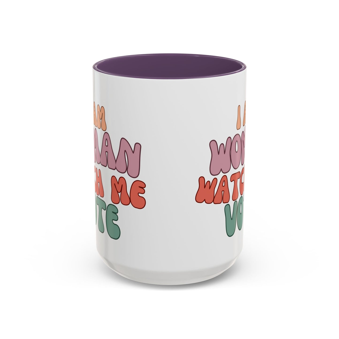 I Am Woman Watch Me Vote White Accent Mug by theGreenDragonTavern.shop