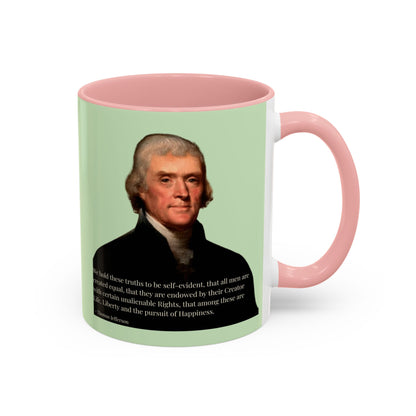 We hold these truths to be self-evident Light Green Accent Mug by theGreenDragonTavern.shop