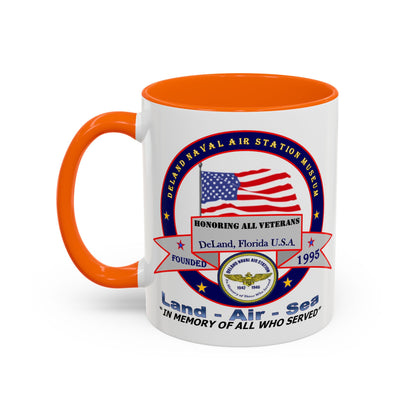 DNASM 2-sided, Founding & Student Art w/Navy Ring White Accent Mug by theGreenDragonTavern.shop