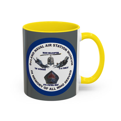 DNASM 2-sided, Founding & Student Art w/Navy Ring Grey Accent Mug by theGreenDragonTavern.shop