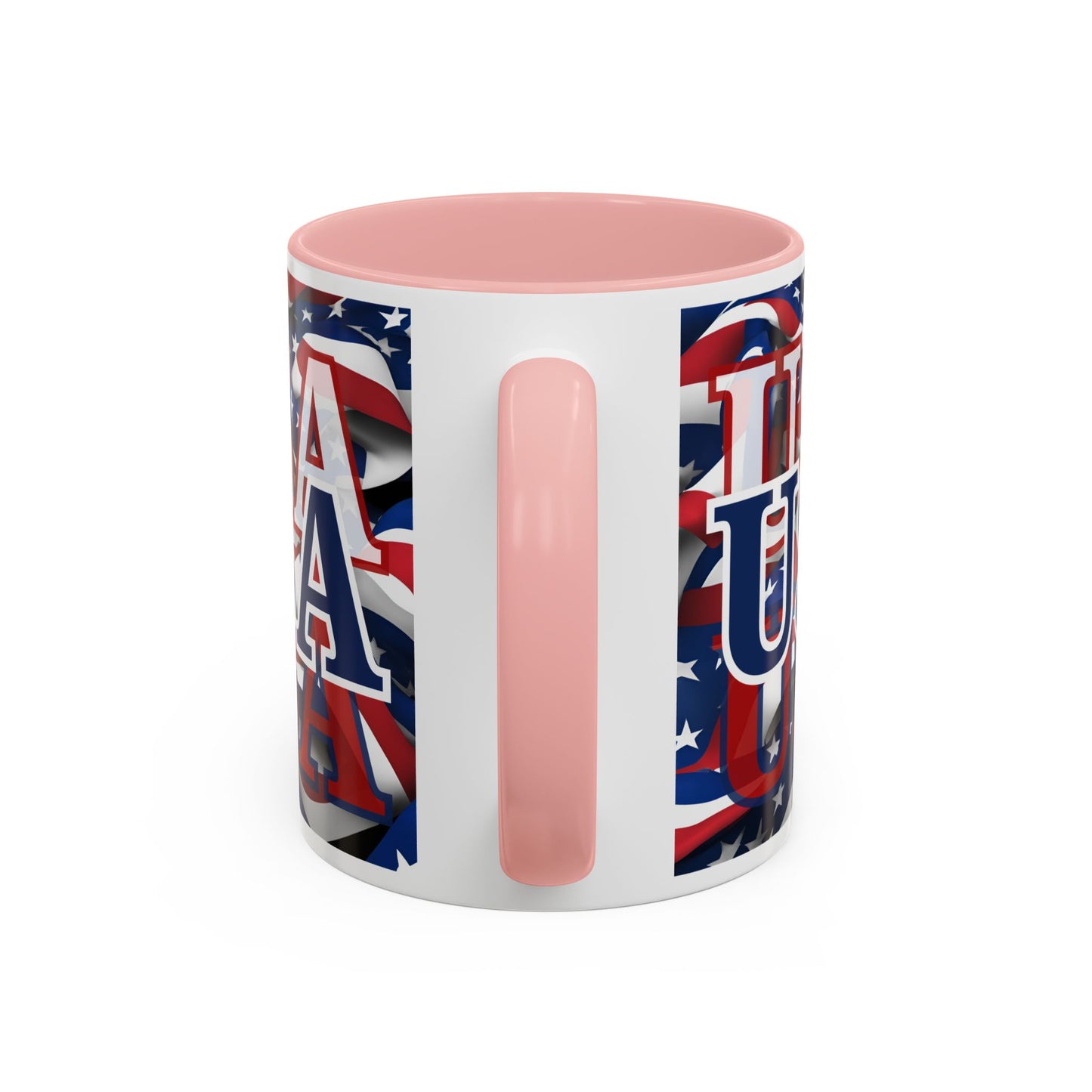 USA Blue font Center Patriot White Accent Mug by theGreenDragonTavern.shop