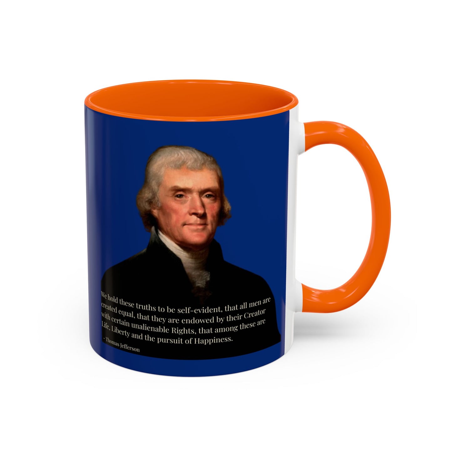 We hold these truths to be self-evident Dark Blue Accent Mug by theGreenDragonTavern.shop