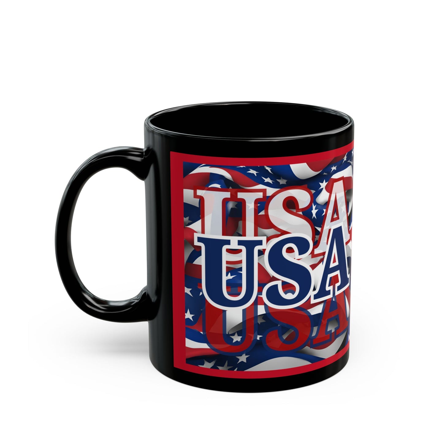 USA Blue font Center Patriot Red Mug by theGreenDragonTavern.shop