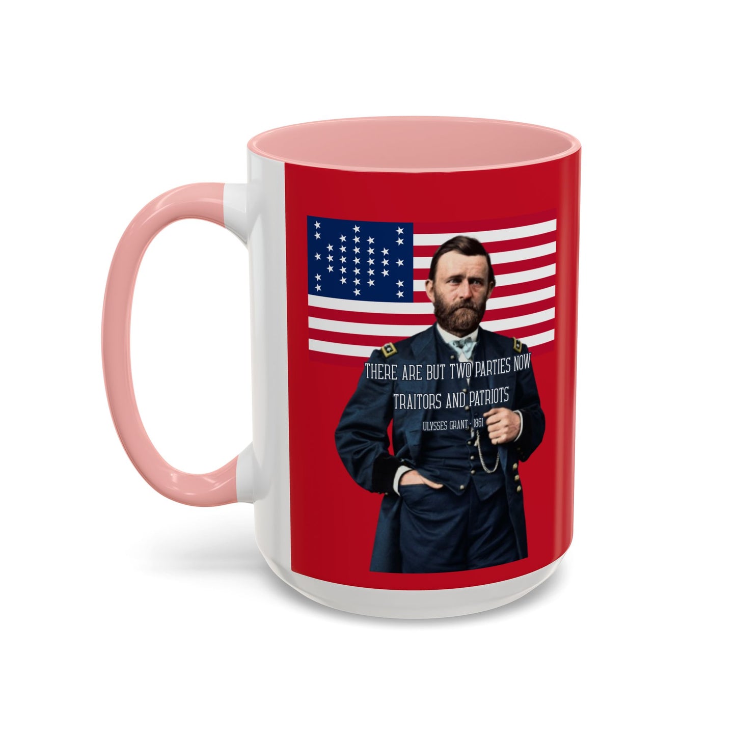 "Traitors and Patriots" Ulysses Grant Red Accent Mug by theGreenDragonTavern.shop