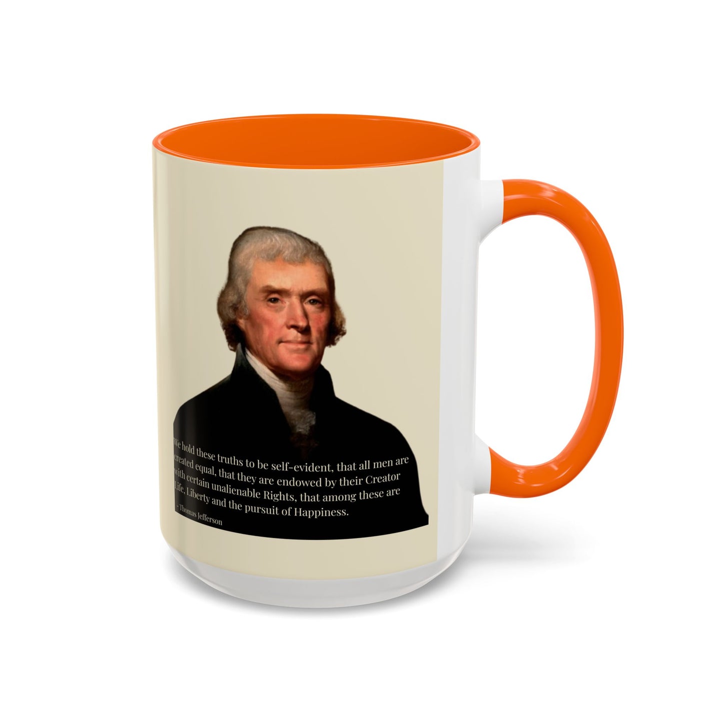 We hold these truths to be self-evident Parchment Yellow Accent Mug by theGreenDragonTavern.shop