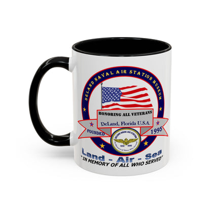 DNASM 2-sided, Founding & Student Art w/Navy Ring White Accent Mug by theGreenDragonTavern.shop