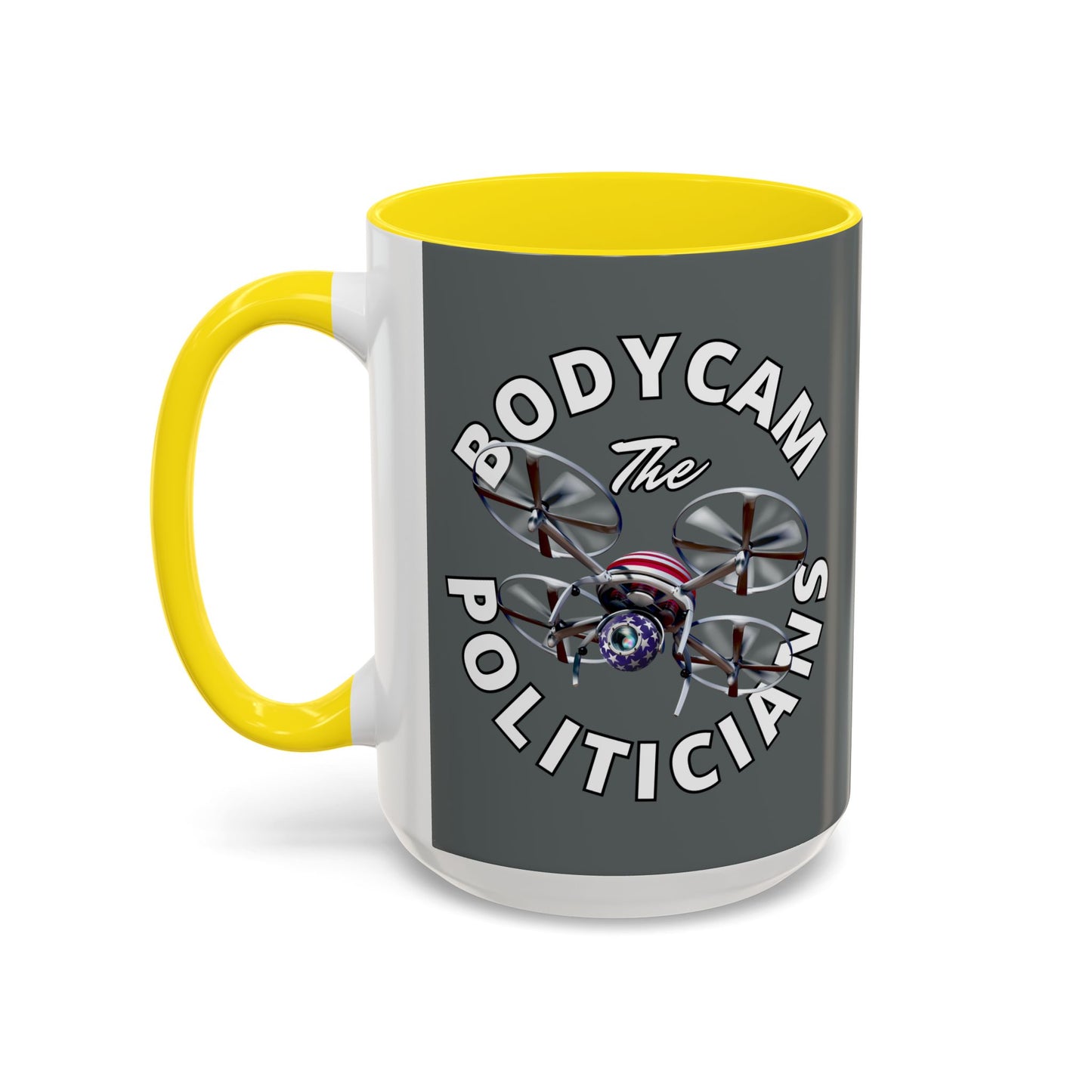 Bodycam the Politicians Drone Grey Accent Mug by theGreenDragonTavern.shop