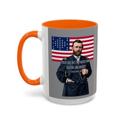 "Traitors and Patriots" Ulysses Grant Grey Accent Mug by theGreenDragonTavern.shop
