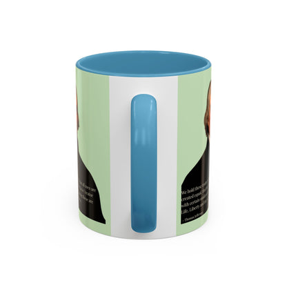 We hold these truths to be self-evident Light Green Accent Mug by theGreenDragonTavern.shop