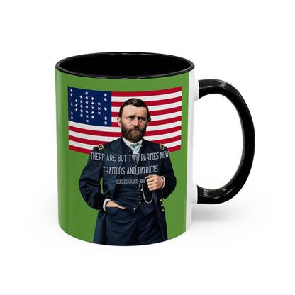 "Traitors and Patriots" Ulysses Grant Green Accent Mug by theGreenDragonTavern.shop