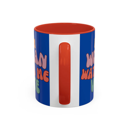 I Am Woman Watch Me Vote Dark Blue Accent Mug by theGreenDragonTavern.shop