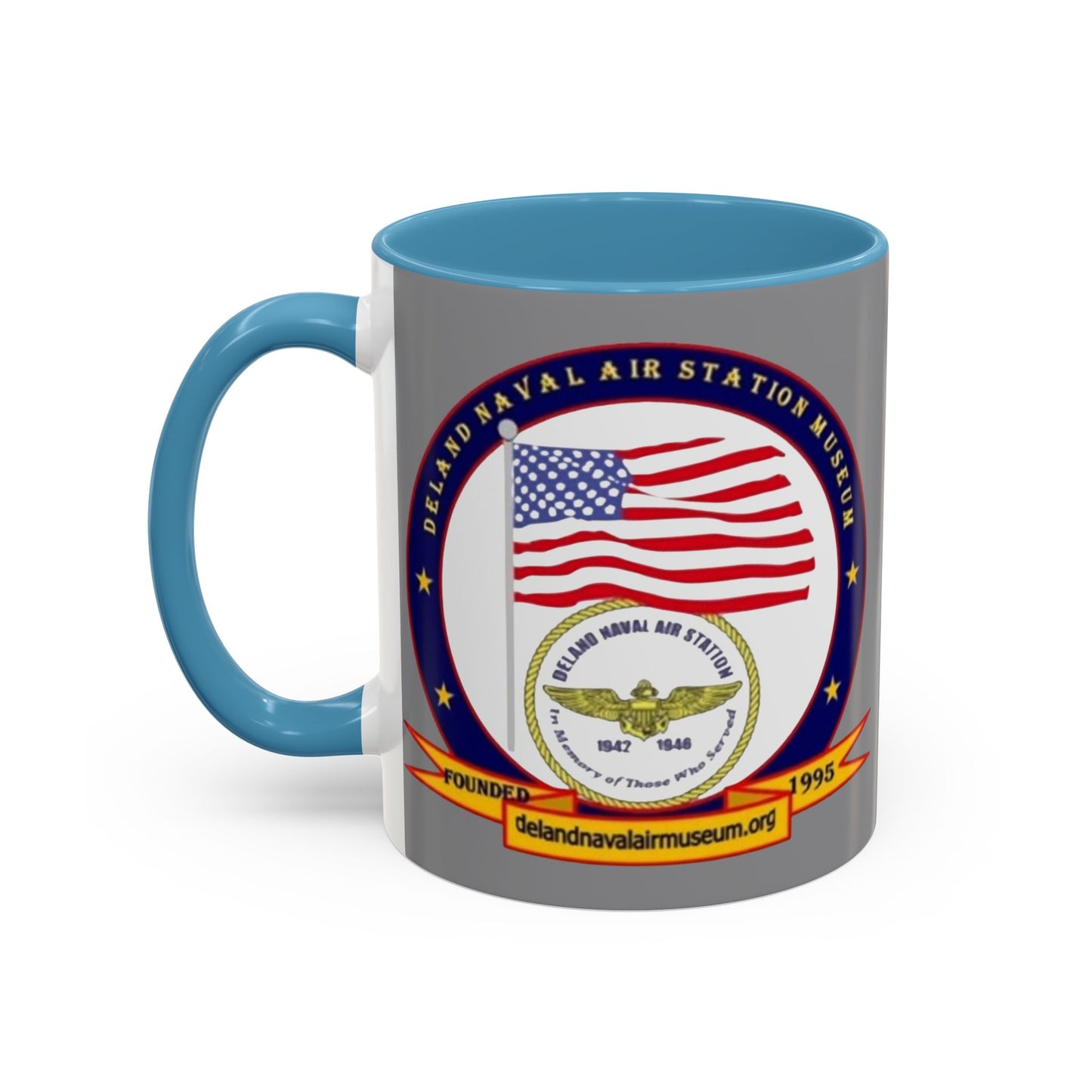 DeLand Naval Air Station Museum Grey Accent Mug by theGreenDragonTavern.shop