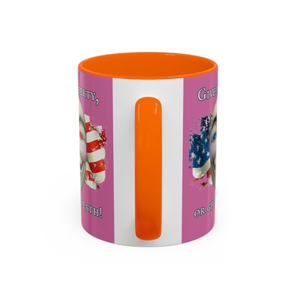 Vendetta, "Give me liberty, or give me death!" Pink Accent Mug by theGreenDragonTavern.shop
