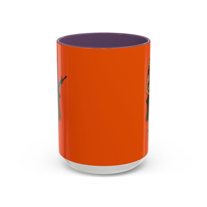 Hula Girl Packin' Heat Orange Accent Mug by theGreenDragonTavern.shop