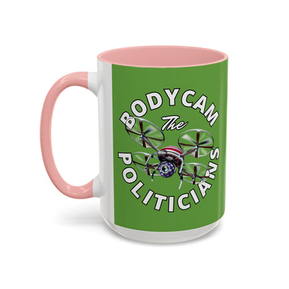 Bodycam the Politicians Drone Green Accent Mug by theGreenDragonTavern.shop