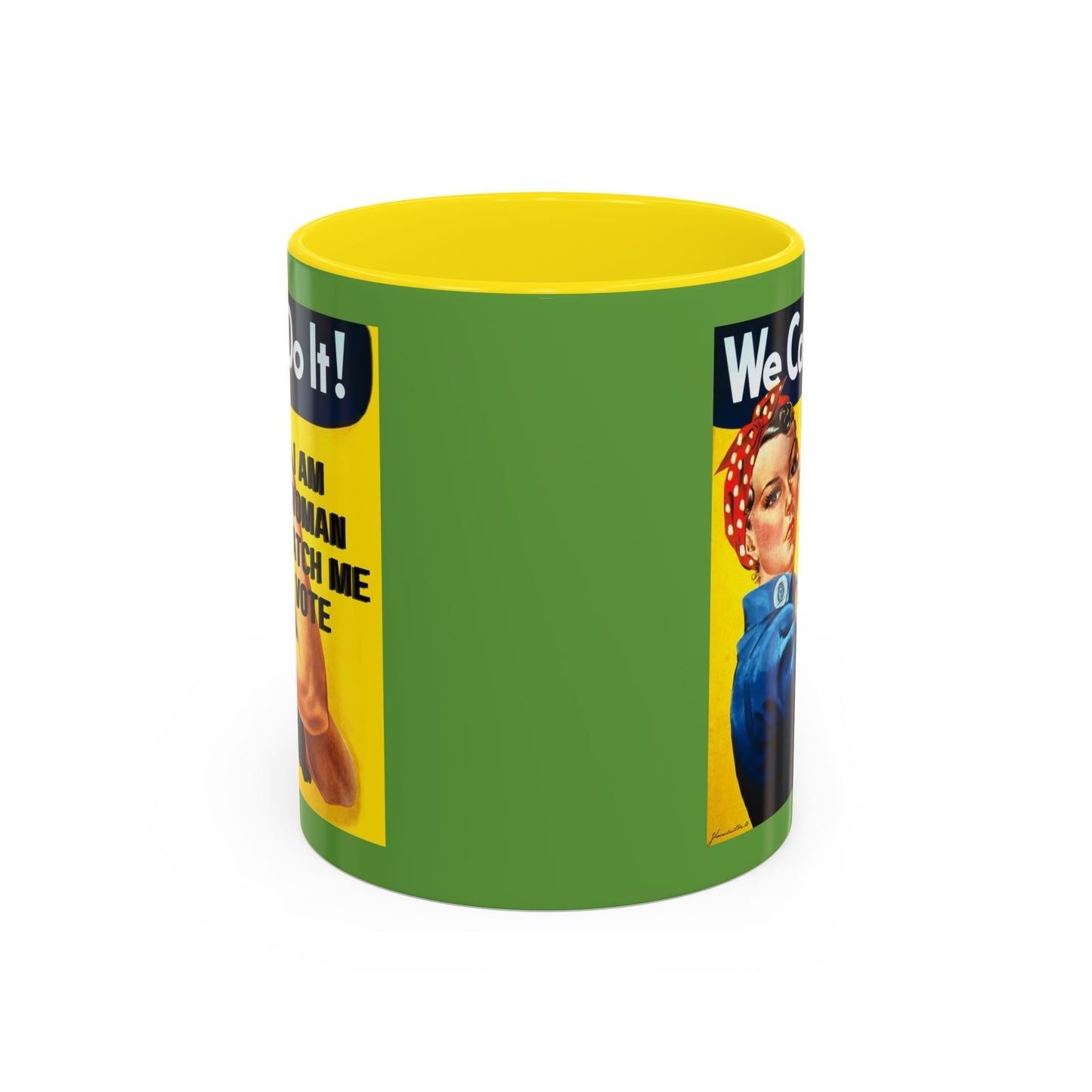 I Am Woman Watch Me Vote Rosie Green Accent Mug by theGreenDragonTavern.shop