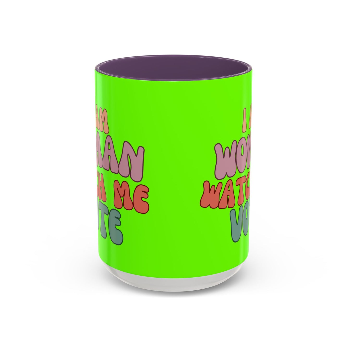 I Am Woman Watch Me Vote Light Green Accent Mug by theGreenDragonTavern.shop