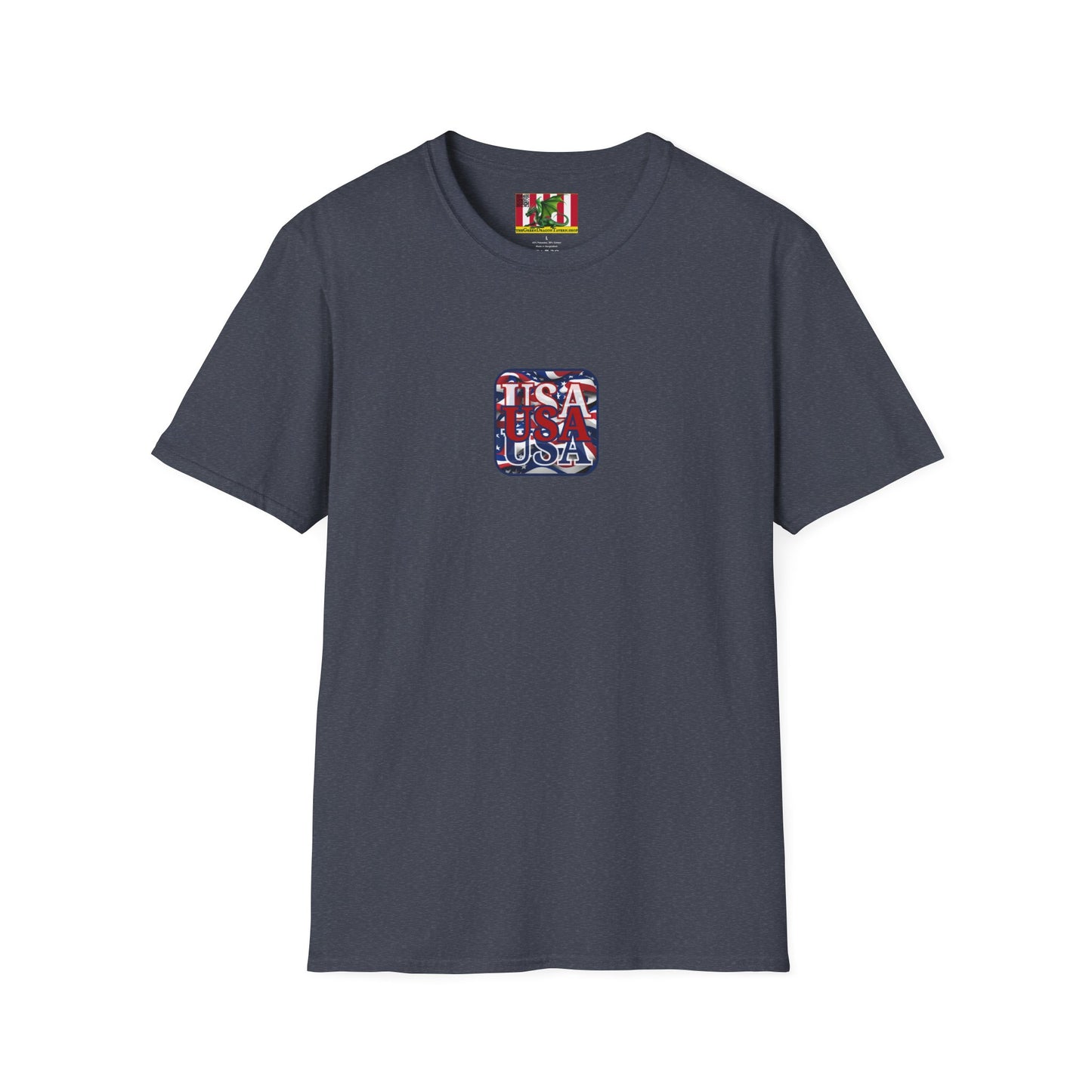 2-sided, RED White and Blue USA Patriot Dark colors Unisex T-Shirt by theGreenDragonTavern.shop