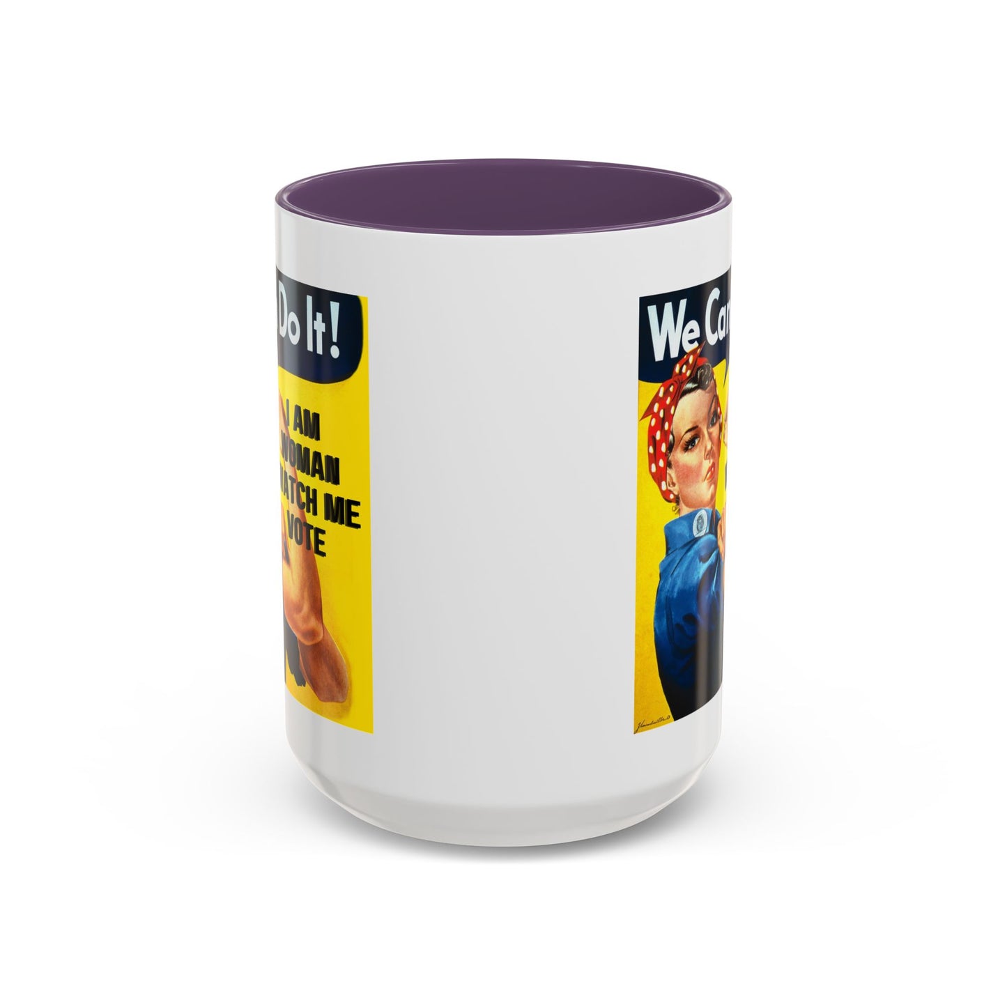 I Am Woman Watch Me Vote Rosie White Accent Mug by theGreenDragonTavern.shop