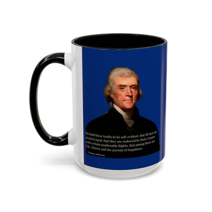 We hold these truths to be self-evident Dark Blue Accent Mug by theGreenDragonTavern.shop