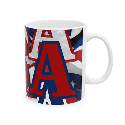 USA! USA! USA Red font Patriot White Mug by theGreenDragonTavern.shop