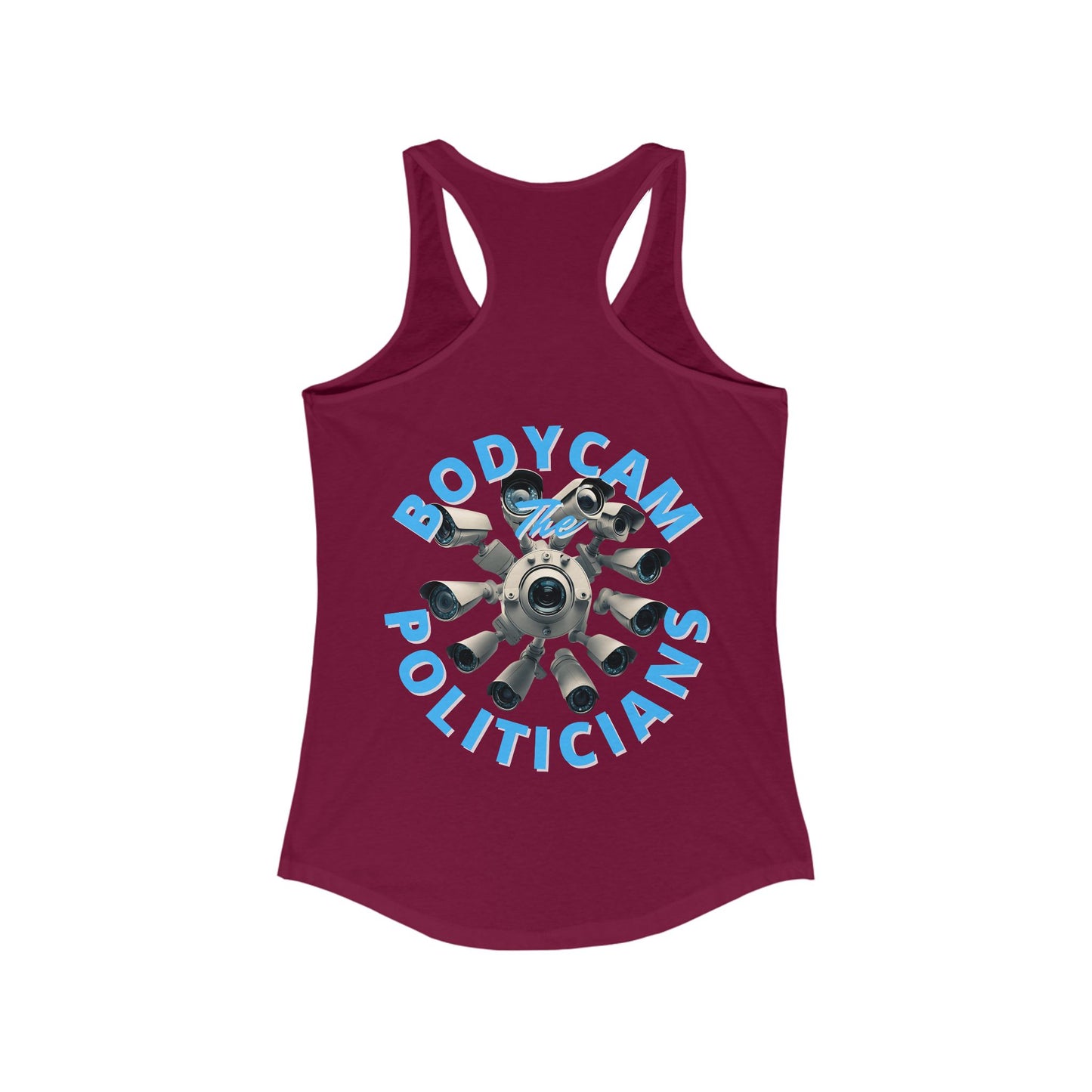 2-sided Bodycam the Politicians Cameras Women's Racerback Tank Top by theGreenDragonTavern.shop