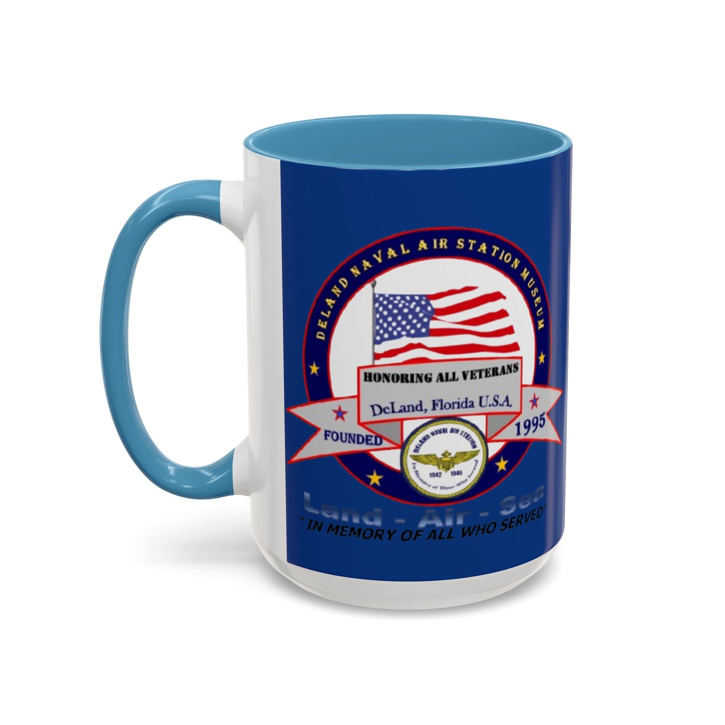 DNASM 2-sided, Founding & Student Art w/WhiteBG Dark Blue Accent Mug by theGreenDragonTavern.shop