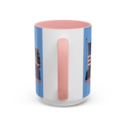 Charlie Kirk, Healthy Debate Light Blue Accent Mug by theGreenDragonTavern.shop