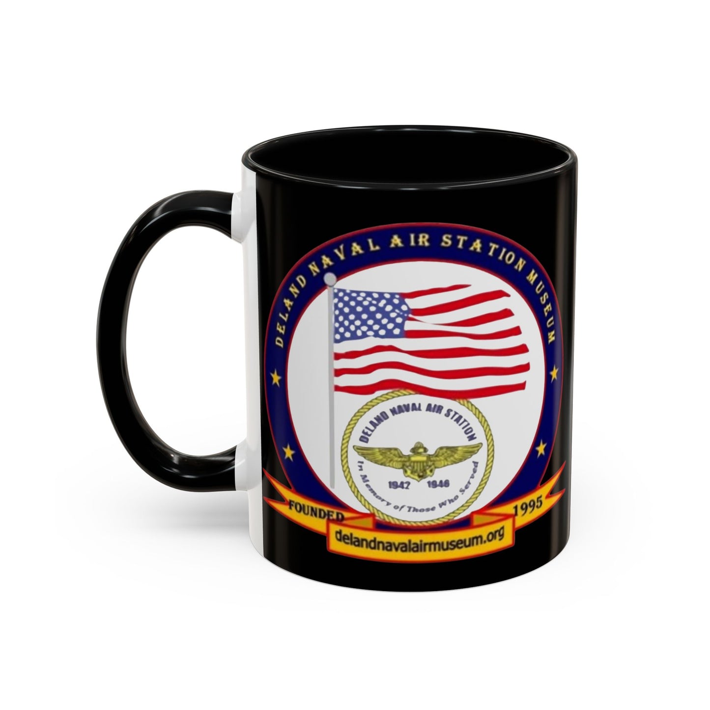 DeLand Naval Air Station Museum Black Accent Mug by theGreenDragonTavern.shop