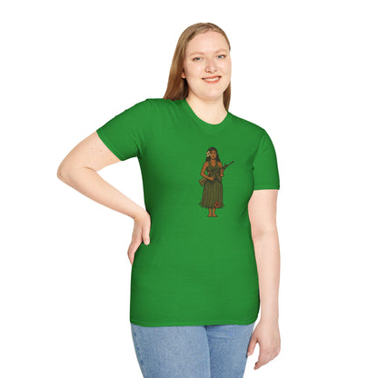 2-sided, Hula Girl Packin' Heat Dark colors Unisex T-Shirt by theGreenDragonTavern.shop