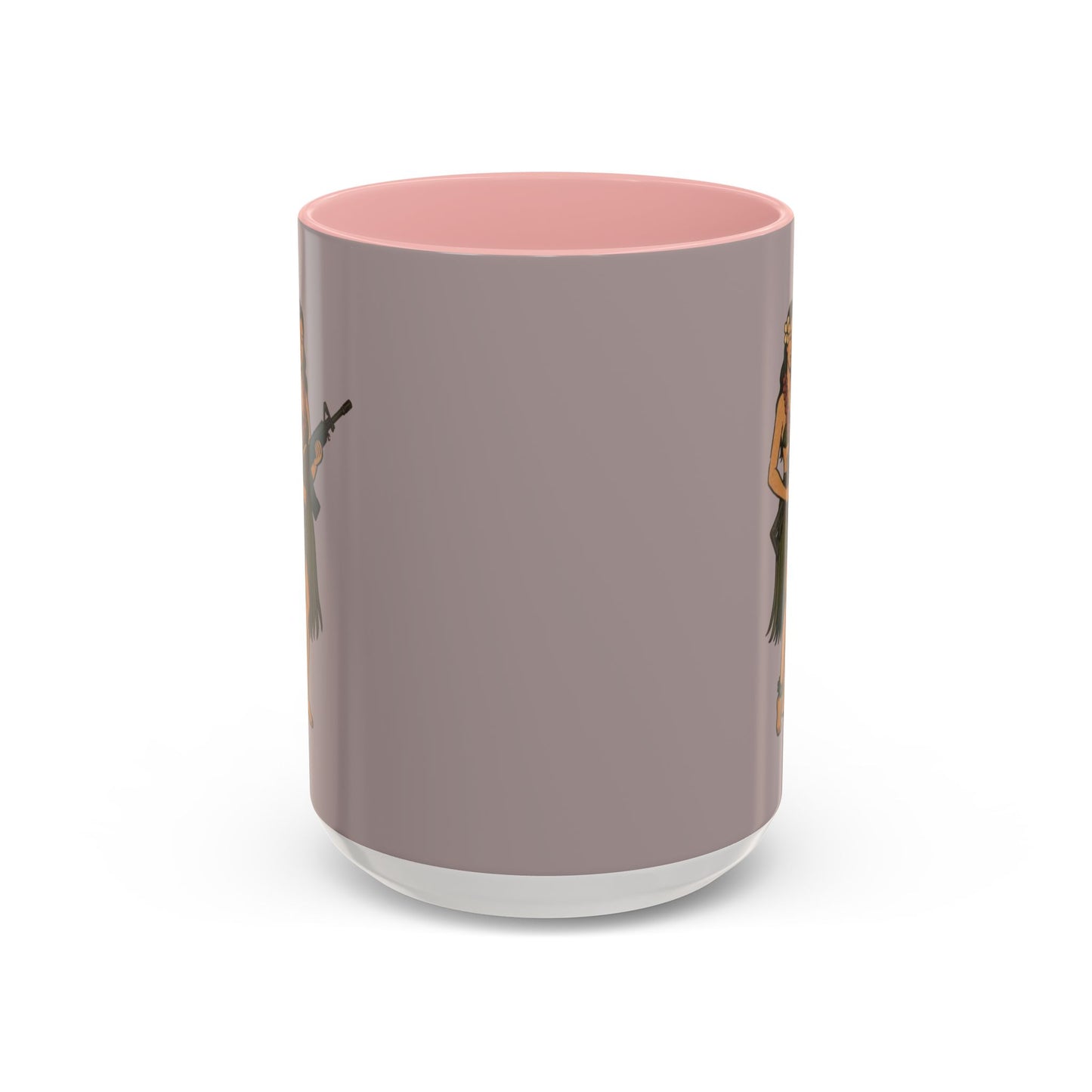 Hula Girl Packin' Heat Grey Accent Mug by theGreenDragonTavern.shop