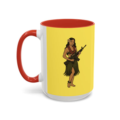 Hula Girl Packin' Heat Pineapple Accent Mug by theGreenDragonTavern.shop