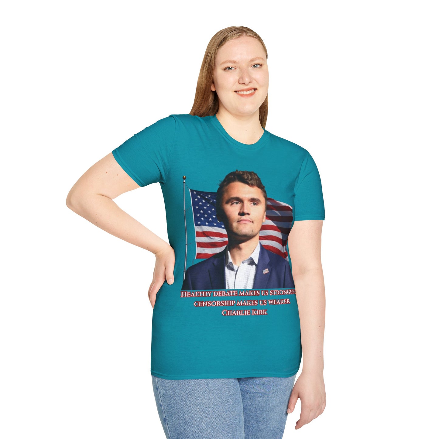 Charlie Kirk, Healthy Debate Dark colors Unisex T-Shirt by theGreenDragonTavern.shop