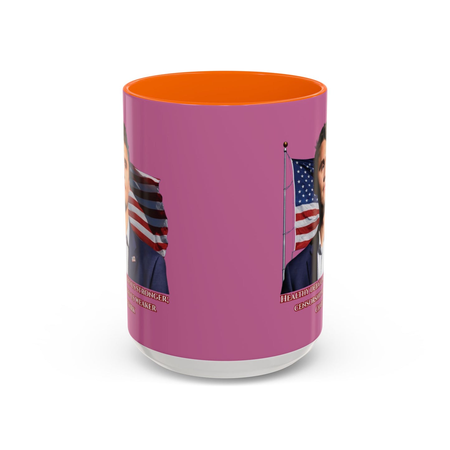 Charlie Kirk, Healthy Debate Pink Accent Mug by theGreenDragonTavern.shop